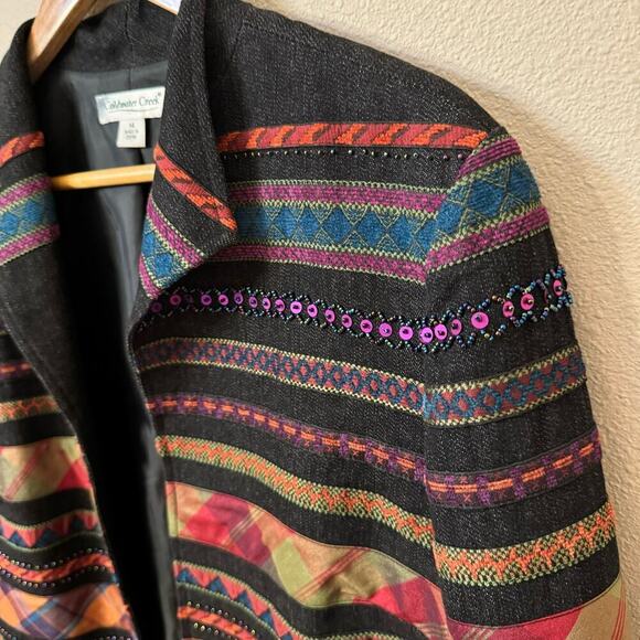 Vintage Y2K Coldwater Creek Jacket Blazer Multicolor Mixed Media Women sz 14 VTG - Picture 4 of 13